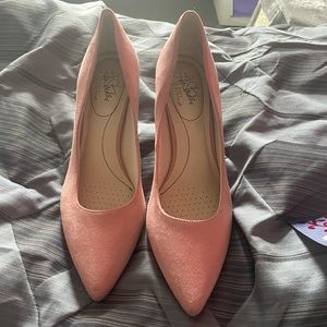 Pink suede heels